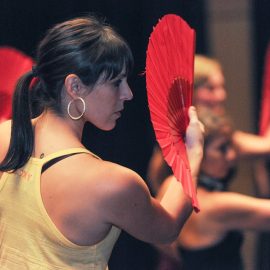 Janice Godin, Student at Flamenco and Ballet Dance School Maria Osende during a Guajiras class. Photo © Danny Abriel