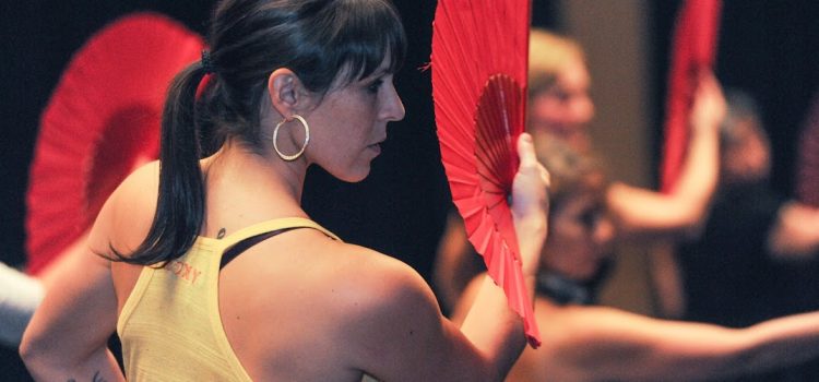The Fan Janice Godin, Student at Flamenco and Ballet Dance School Maria Osende during a Guajiras class. Photo © Danny Abriel