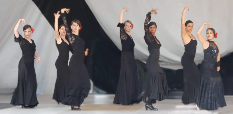 Our Students performing a "Tangos de Malaga" at the Nova Multifest. Choreography: Maria Osende. From left to right: Brigitte, Audrey, Lindsay, Marina, Audrey, Janice, Ruth